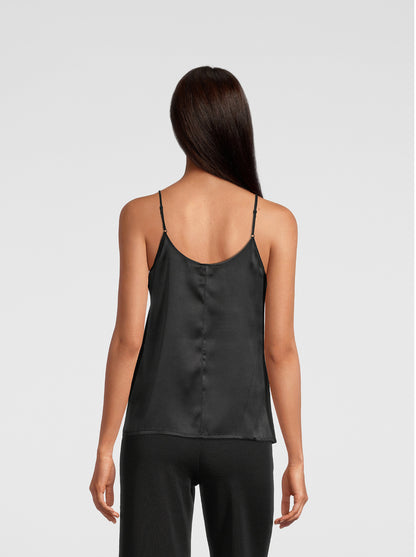 Back woman black silk top