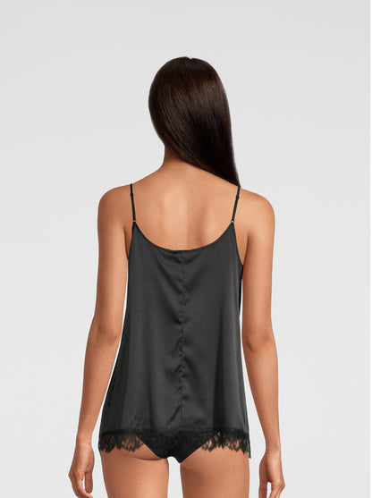 Back camisole silk in black