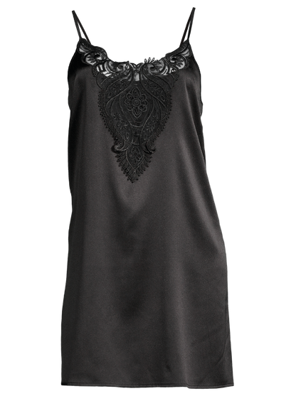 Slip dress stretch silk satin with macramè 10340 - Oscalito