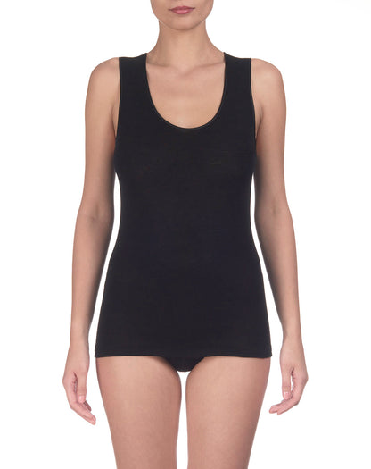 Tank top black in pure merino wool