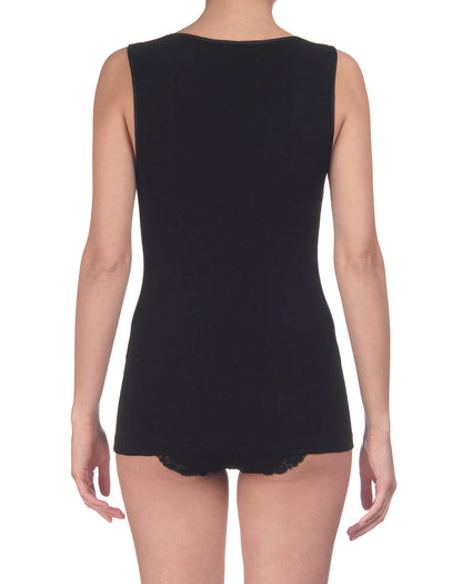 Back Tank top black in pure merino wool