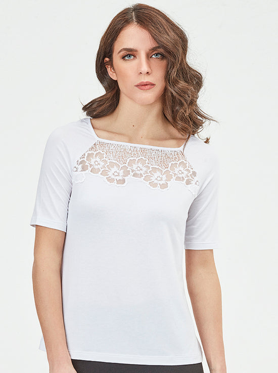 Oscalito T-Shirt in micromodal con Macramè 1371