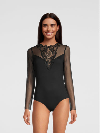 Long Sleeves Body with macramé insert 1388 - Oscalito