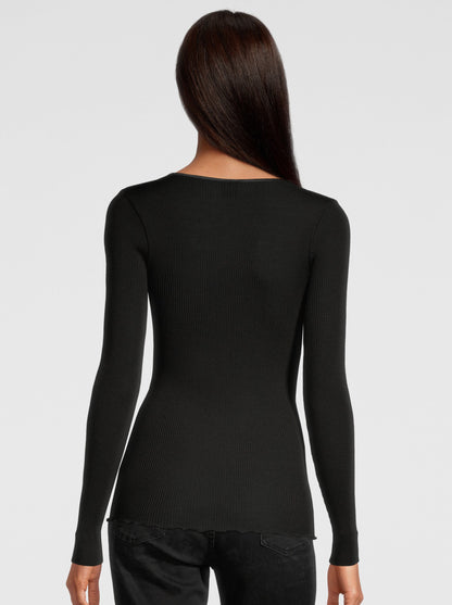 Round Neck Longsleeves Shirt in wool and Silk 3426 - Oscalito