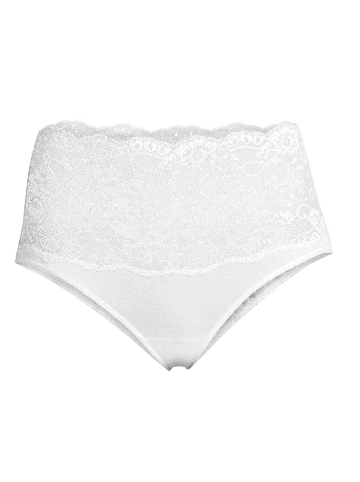 Woman white briefs in cotton with leavers lace