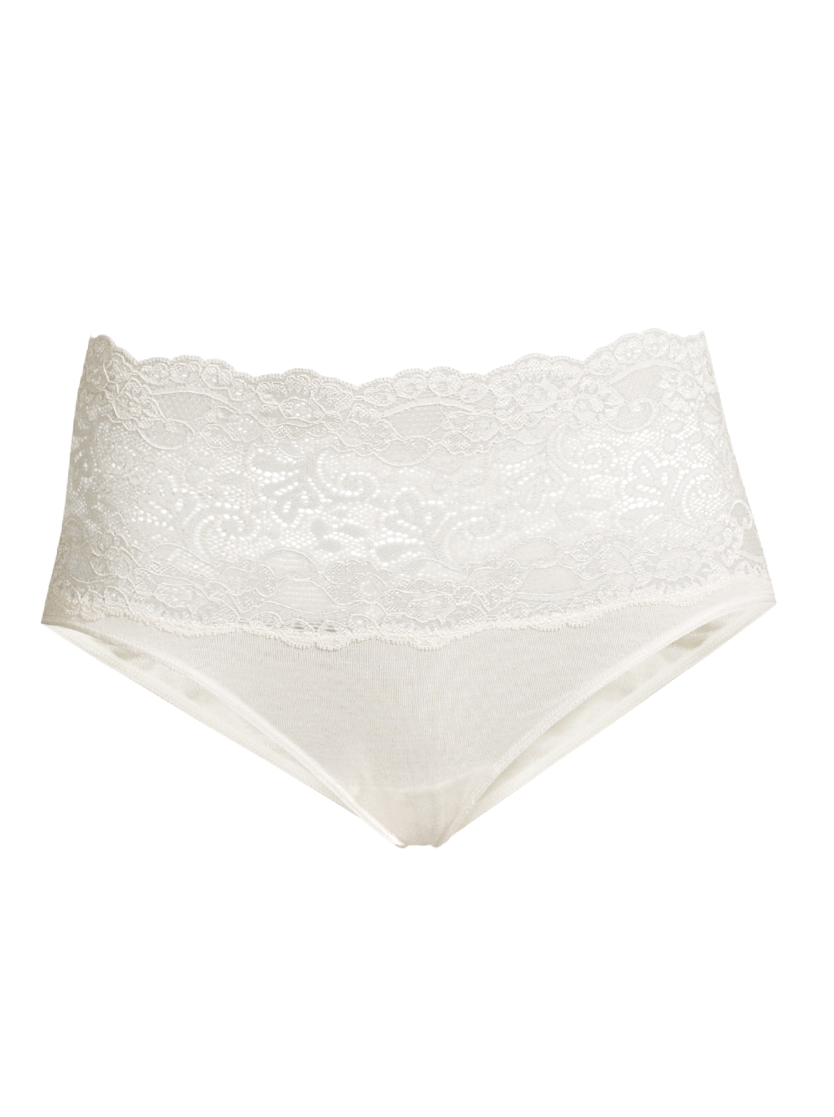 White briefs in cotton with leavers lace