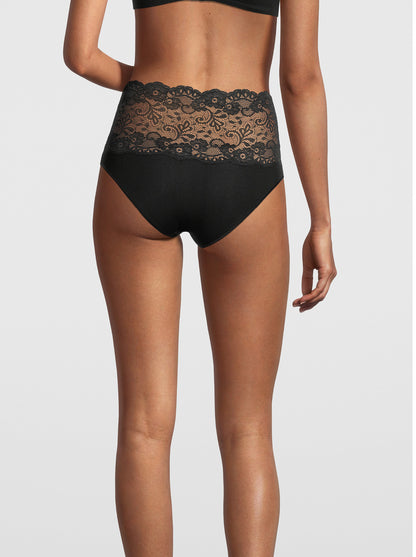 Back Black Briefs in cotton with leavers lace