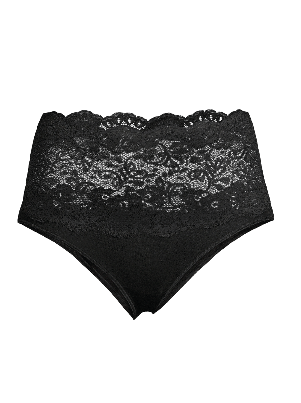 Woman Black Briefs in cotton with leavers lace
