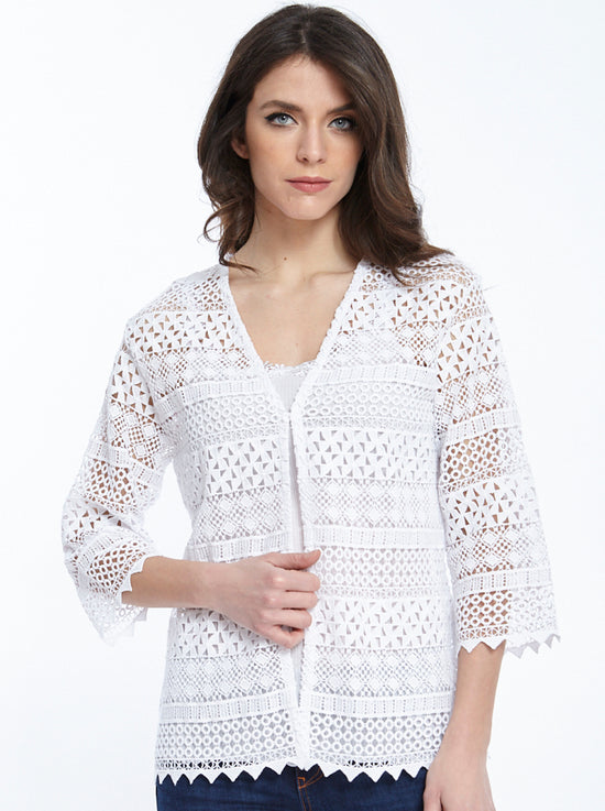 Oscalito Cardigan a maniche midi Allover Macramè Cotone 4536