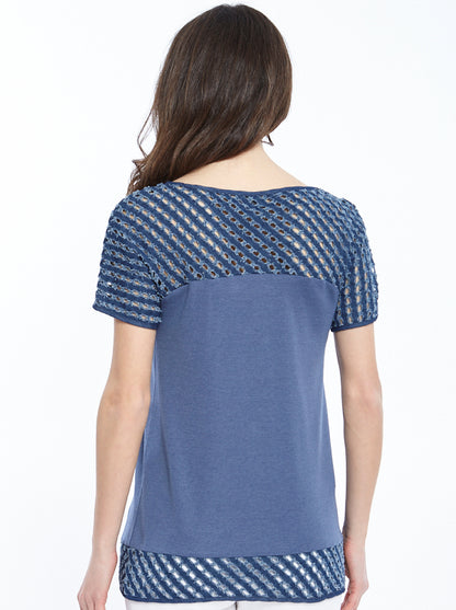 Back Filoscozia® T-shirt with Lasered Denim Details