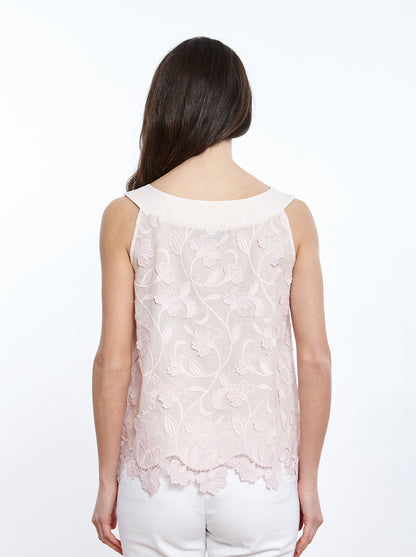 Top in Cotton Voile with Surposé Embroidery 4910 - Oscalito