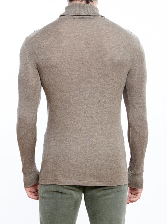 Back Man grey longsleeves shirt in wool and silk