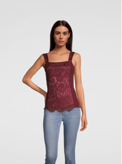 Top in Wool and Silk with allover Leavers Lace 6420 - Oscalito