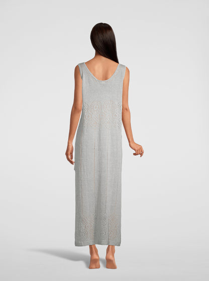 Sleeveless Long Dress knit in pure linen 6588 - Oscalito