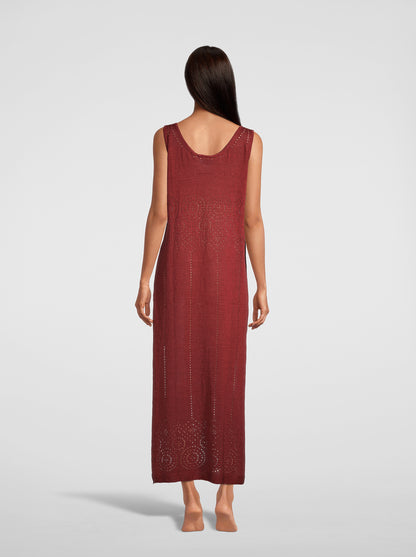 Sleeveless Long Dress knit in pure linen 6588 - Oscalito