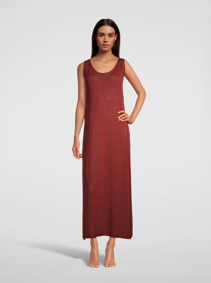 Sleeveless Long Dress knit in pure linen 6588 - Oscalito