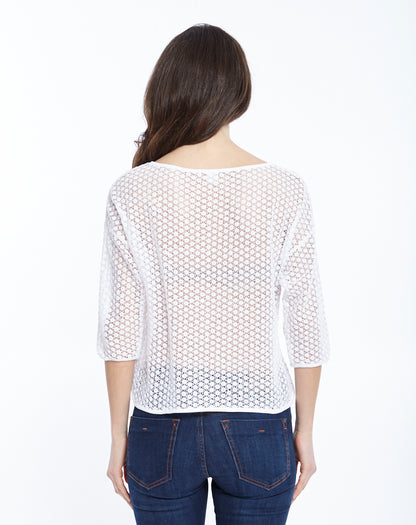 Three Quarter Sleeves Shirt in Allover Micromacramé 8506 - Oscalito