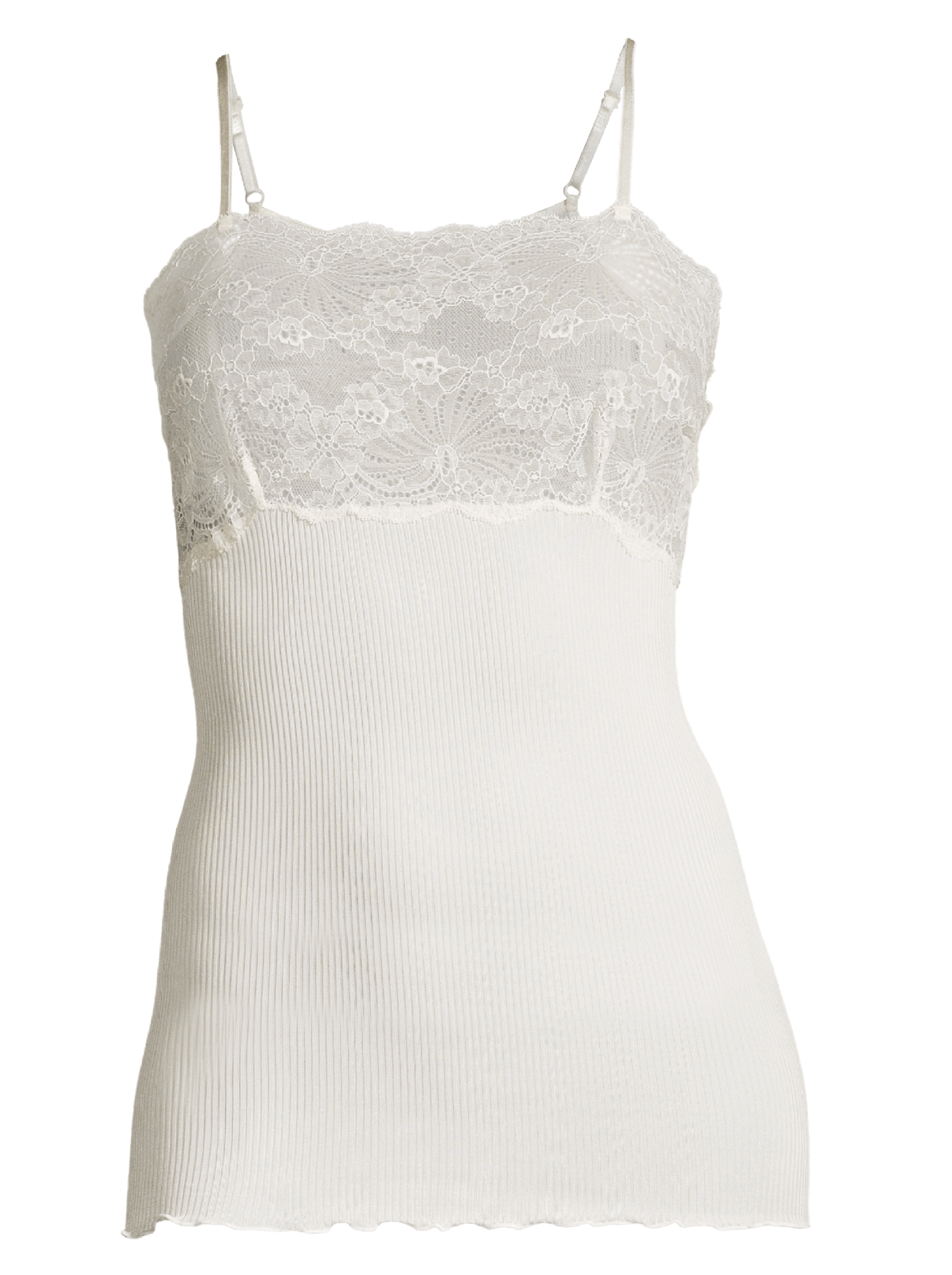 Silk Cashmere Tank Top in Lacy Pointelle, Ivory Camisole, Sheer