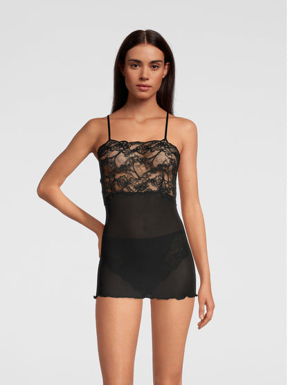 Pure Silk Camisole Top with Leavers Lace 9460 - Oscalito