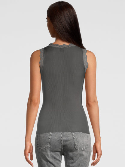 Back grey Dentelle de Calais® Tank top