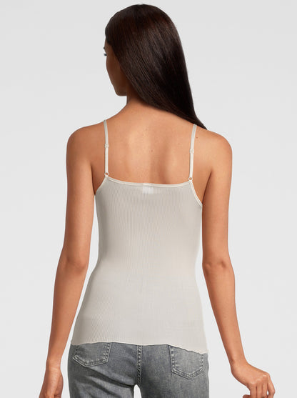 Back white V neck top in pure silk