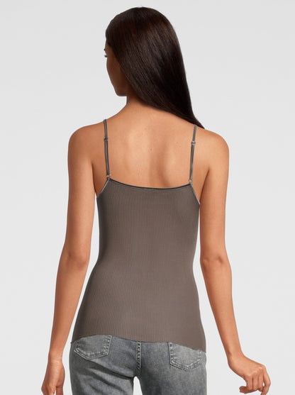 Back dark grey V neck top in pure silk