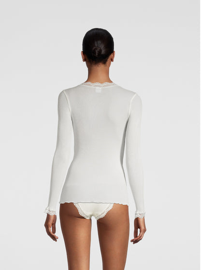 Back Woman White Long-sleeved shirt