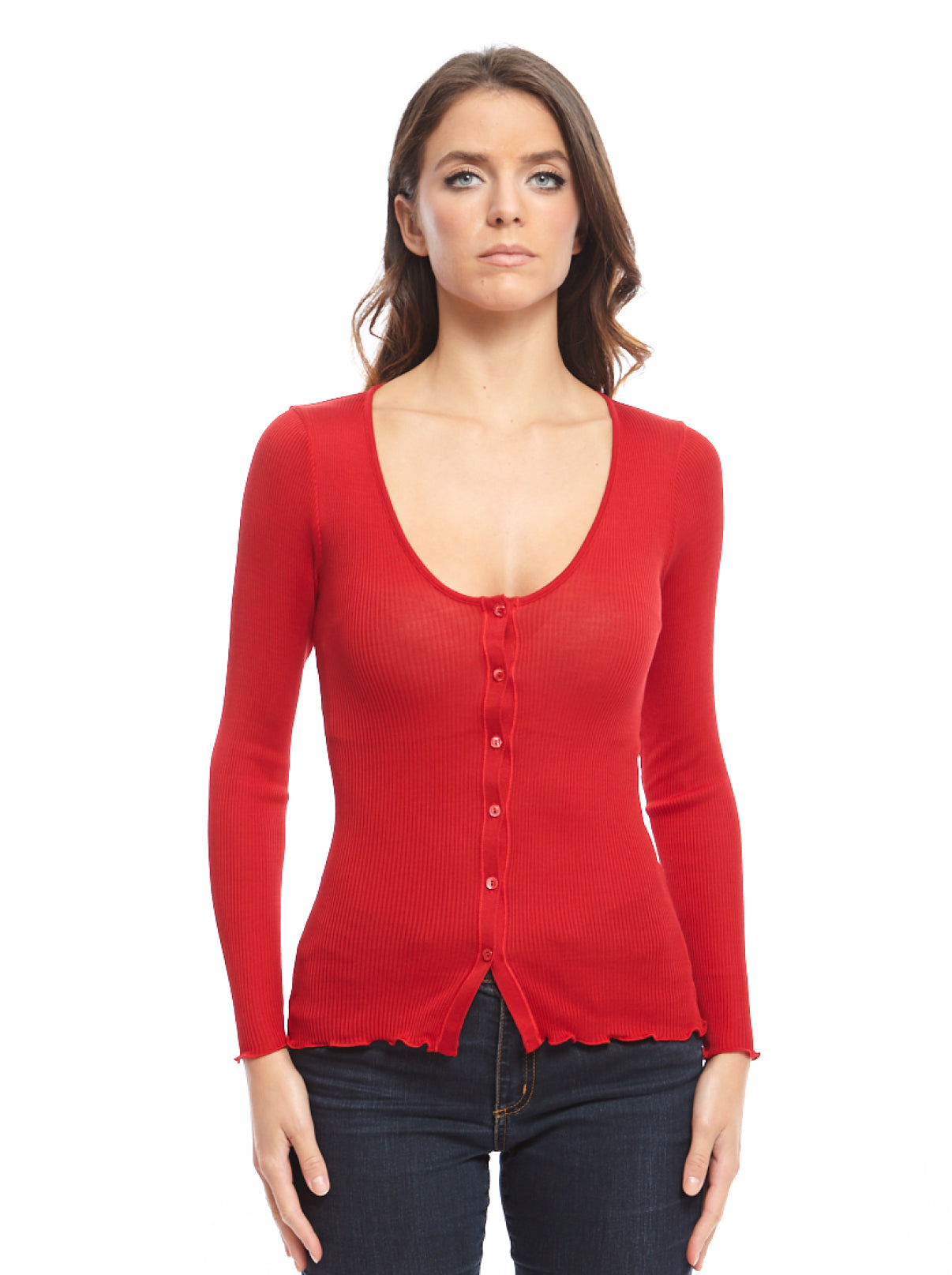 Front Woman Red Cardigan 